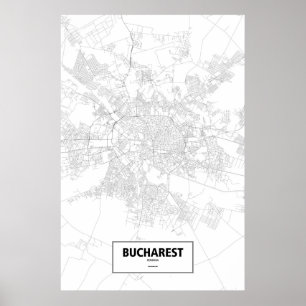 Póster Bucareste, Romania (preto no branco)