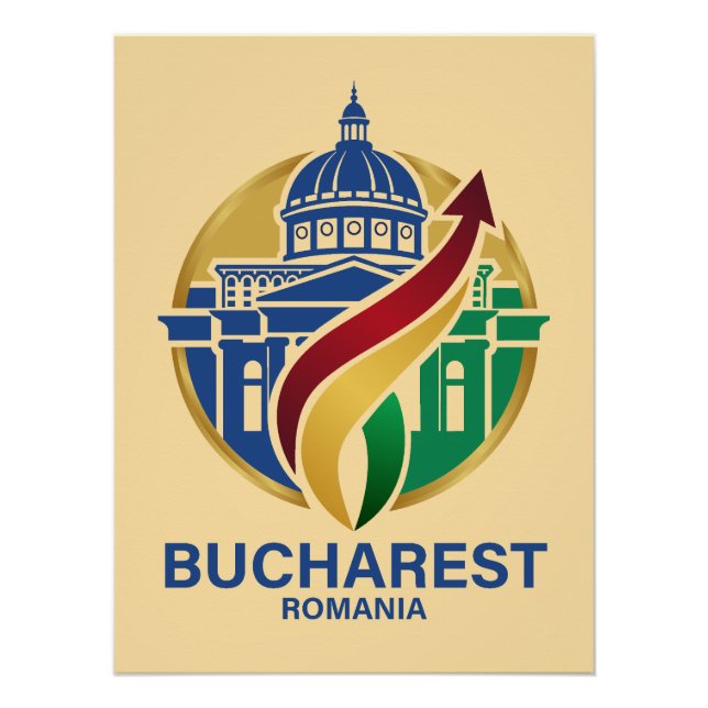 Póster Bucareste Romênia Europa Oriental (Frente)