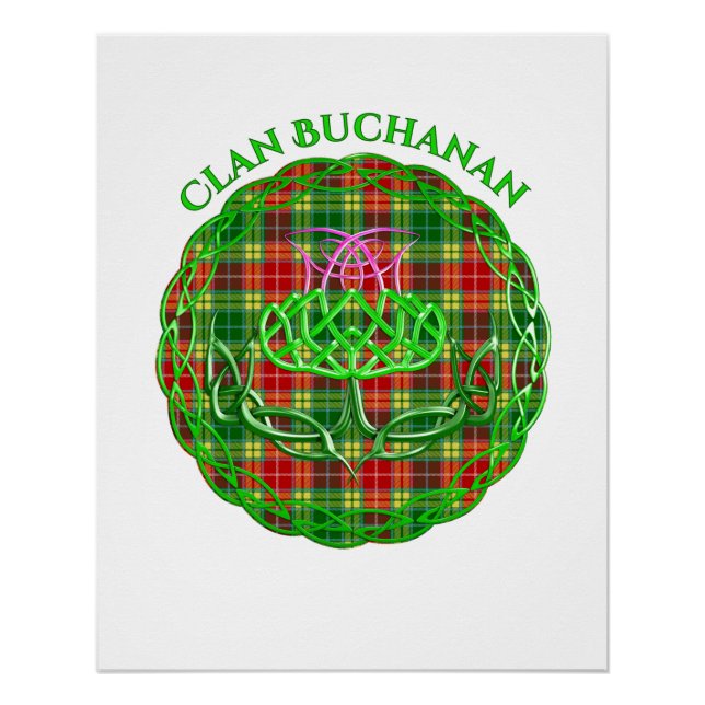 Póster Buchanan Scottish Tartan Celtic Thistle (Frente)