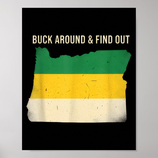 Poster Buck Around Oregon Map Funny Wildlife Adventure Vi (Frente)