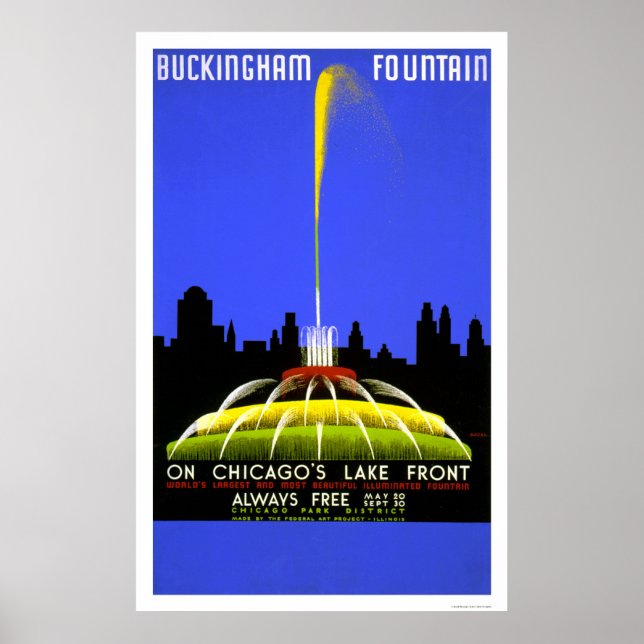 Poster Buckingham Fountain 1939 WPA (Frente)