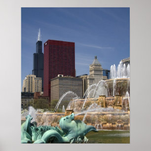 Póster Buckingham Fountain, localizado em Grant Park,