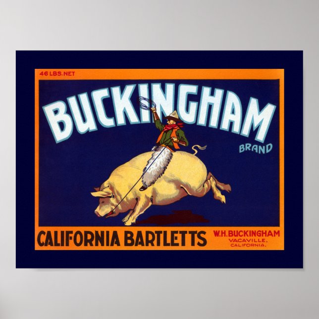 Poster Buckingham Marca California Bartletts (Frente)