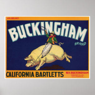 Poster Buckingham Vacaville California Bartletts Cowboy