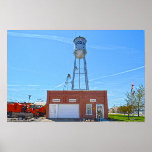 Poster Bucklin, Kansas, Câmara Municipal e Torre Água
