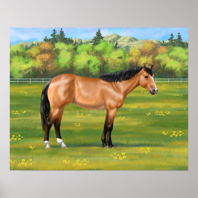 Poster Buckskin Dun Quarter Horse (Frente)