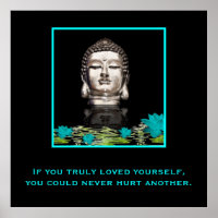Buda Cabeça com Citação Inspirativa sobre Amor