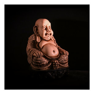 Póster Buda Chinês preto e branco antigo