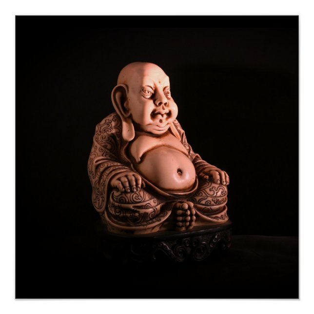 Póster Buda Chinês preto e branco antigo (Frente)