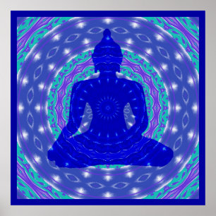Poster Buda da Medicina Azul com Mandala Colorida