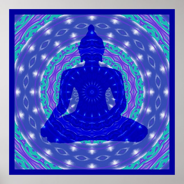 Poster Buda da Medicina Azul com Mandala Colorida (Frente)