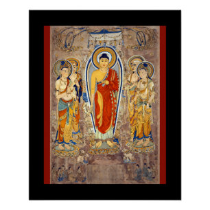 Póster Buda em pé Dinastia Tang Grutas de Mogao Rota da S