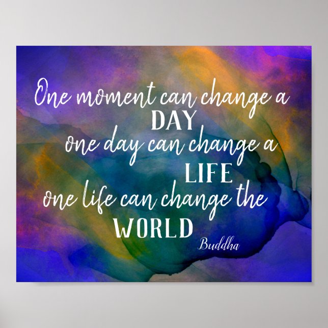 Poster Buda inspiradora cita azul e roxo corajoso (Frente)