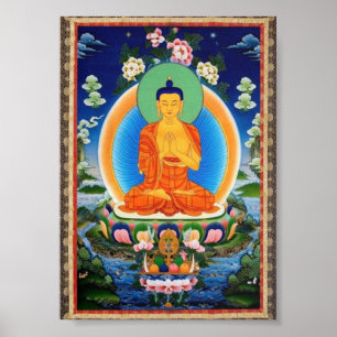 Poster Buda Mandala Antiquado - Tibetano Thanka