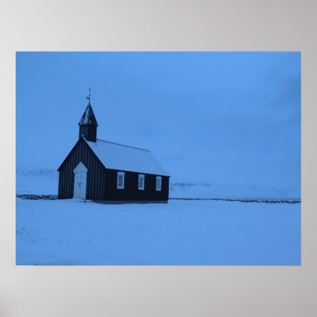 Poster Búðakirkja Islândia (Frente)