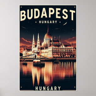 Poster Budapest by Night - A Viagens vintage