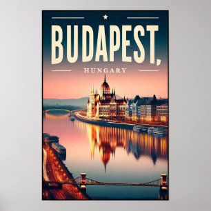 Poster Budapest by Night - A Viagens vintage