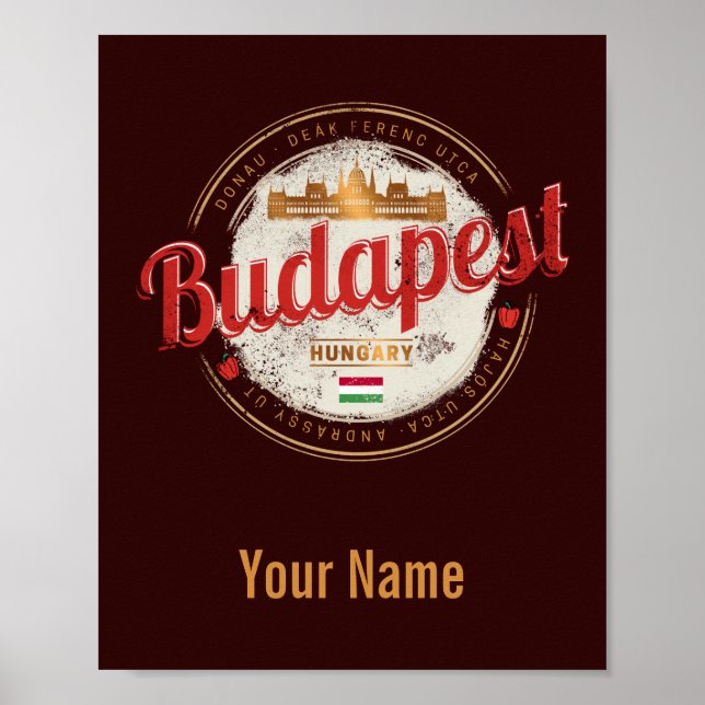 Poster Budapest Design Hungria Vintage Parlamento (Frente)