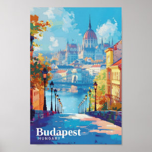 Poster Budapest Hungary Art Viagens vintage
