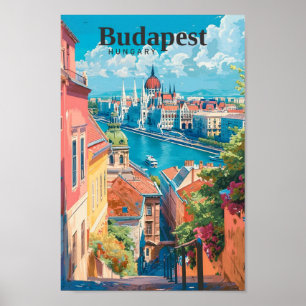 Poster Budapest Hungary Viagem Art Vintage