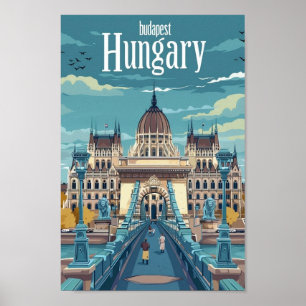 Poster Budapest Hungary Vintage Familiar Viagem