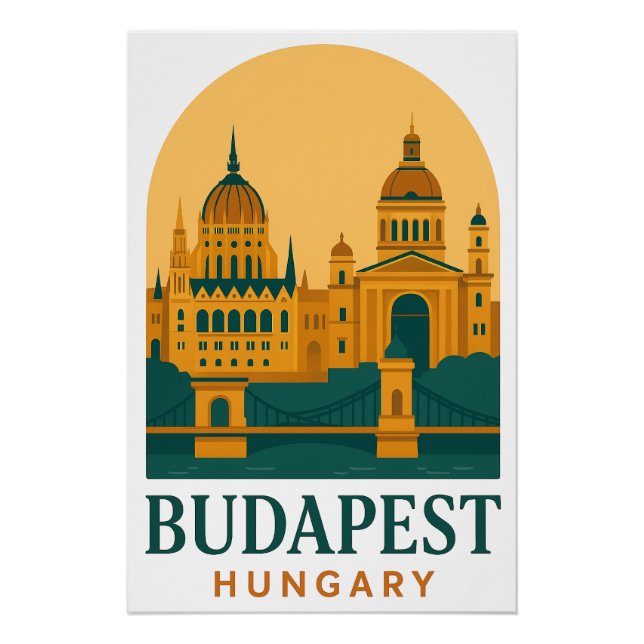 Póster Budapest Hungary Vintage Travel Poster – Retro  (Frente)