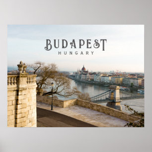 Poster Budapest Hungria paisagem urbana, foto de viagem