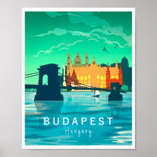 Poster Budapest Retro Impressão, Hungria Wall art