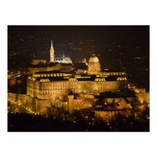 Póster Budapest, Royal Palace (castelo de Buda) na noite