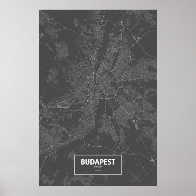 Póster Budapeste, Hungria (branco a preto) (Frente)