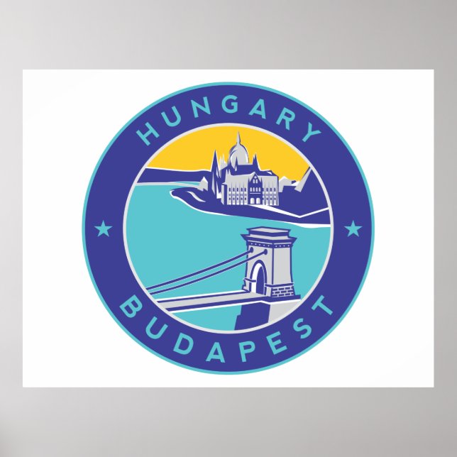 Poster Budapeste, Hungria, Magyar, Danúbio, (Frente)