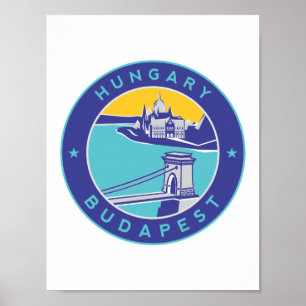 Poster Budapeste, Hungria, Magyar, Danúbio,