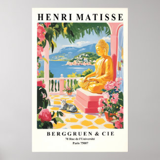 Poster Buddha Cat Art Print Matisse Style Spiritual Wall