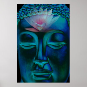 Póster Buddha e Waterlily cor-de-rosa