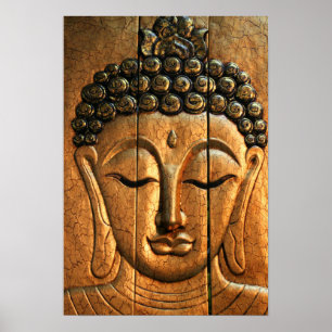 Póster Buddha metálico Dourado