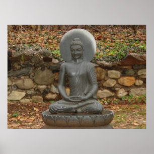 Póster Buddha na chuva