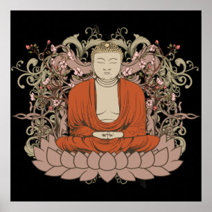 Póster Buddha na flor de Lotus