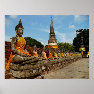 Poster Buddhas em Ayutthaya