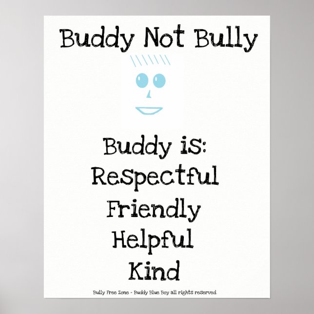Póster Buddy Not Bully Blue Boy (Frente)