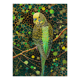 Póster Budgerigar no Estilo de Arte Ponto Aborigine