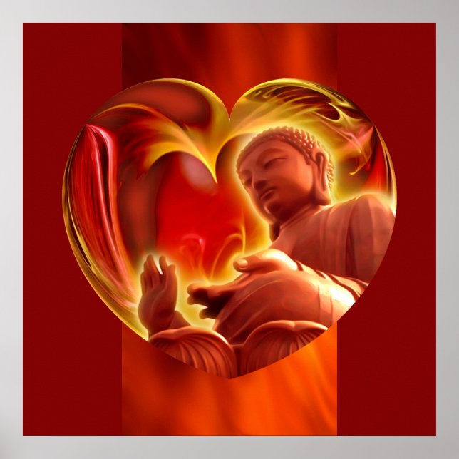 Póster BUDHA Heart | vermelho-fogo (Frente)