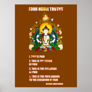 Poster Budismo quatro ensinos nobres de Buddha das