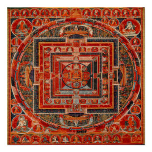 Póster Budismo tibetano Mandala das Formas de Manjushri