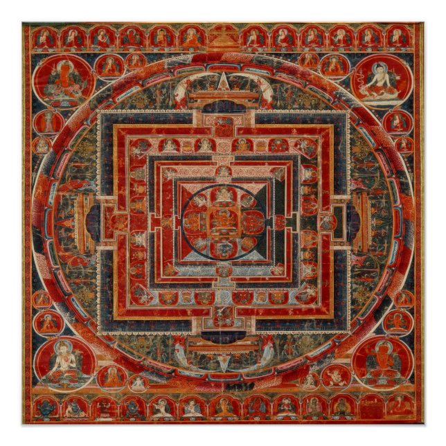 Póster Budismo tibetano Mandala das Formas de Manjushri (Frente)