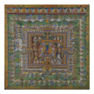 Póster Budismo tibetano Medicina Azul Buda