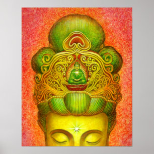 Póster Budista de zen da coroa de Kuan Yin Buddha do