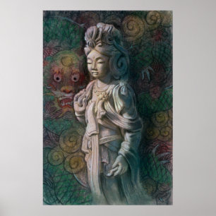 Poster budista Kuan Yin & arte de Buddha do dragã