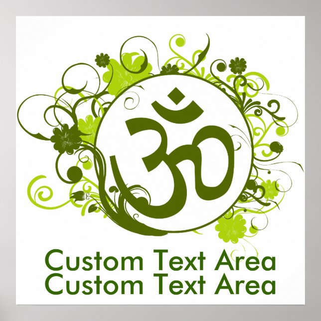 Póster Budista Verde Floral Om (Frente)