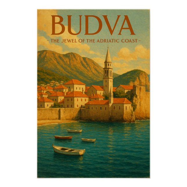 PÓSTER BUDVA — A JOIA DA COSTA ADRIÁTICA (Frente)