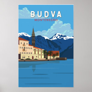 Poster Budva Montenegro Retro Viagem Art Vintage